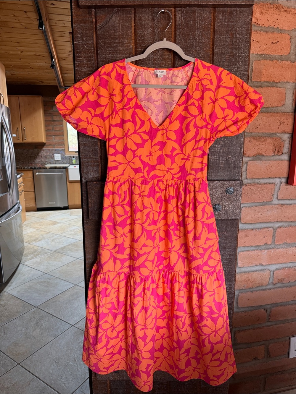 J Crew size 00 midi dress v-neck floral summer beachy vacation flowy relaxed